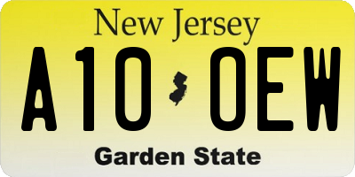 NJ license plate A10OEW