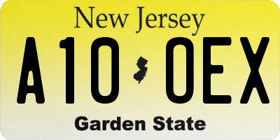 NJ license plate A10OEX