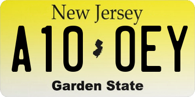 NJ license plate A10OEY
