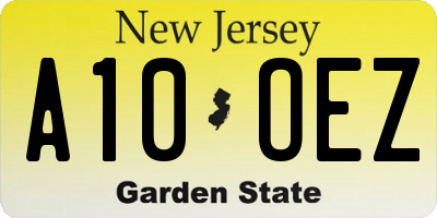 NJ license plate A10OEZ