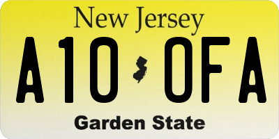 NJ license plate A10OFA