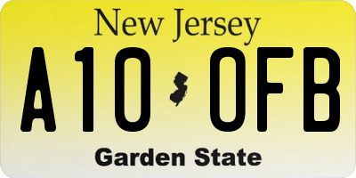 NJ license plate A10OFB