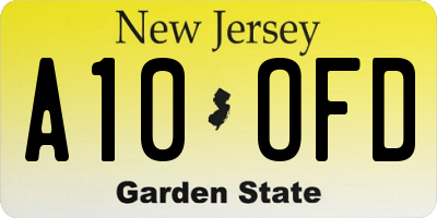 NJ license plate A10OFD