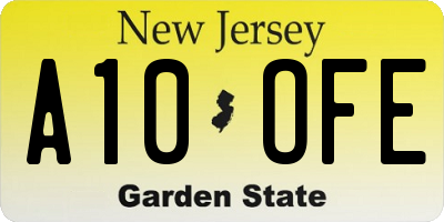 NJ license plate A10OFE