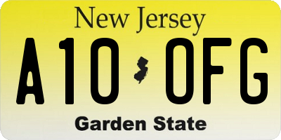 NJ license plate A10OFG