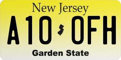 NJ license plate A10OFH