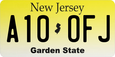 NJ license plate A10OFJ