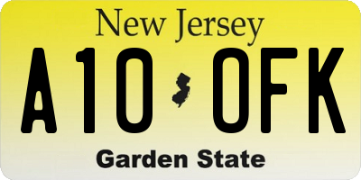 NJ license plate A10OFK