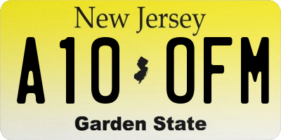 NJ license plate A10OFM