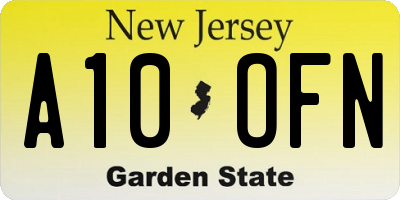 NJ license plate A10OFN