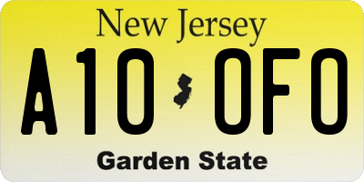 NJ license plate A10OFO