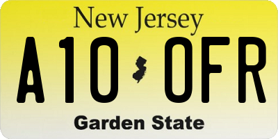 NJ license plate A10OFR