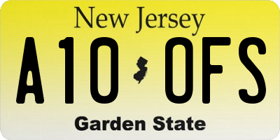 NJ license plate A10OFS