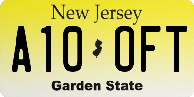 NJ license plate A10OFT