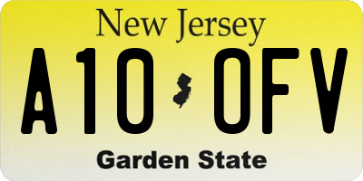 NJ license plate A10OFV