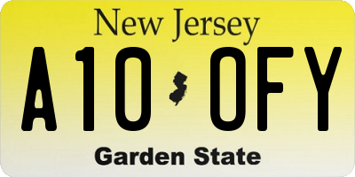 NJ license plate A10OFY