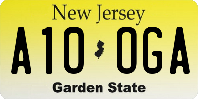 NJ license plate A10OGA