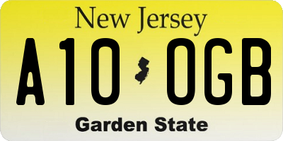 NJ license plate A10OGB