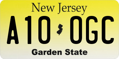 NJ license plate A10OGC