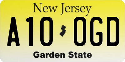 NJ license plate A10OGD