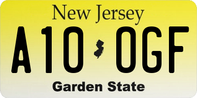 NJ license plate A10OGF