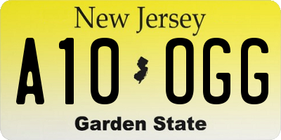 NJ license plate A10OGG