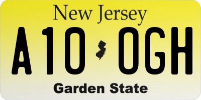 NJ license plate A10OGH
