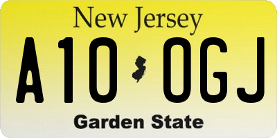 NJ license plate A10OGJ