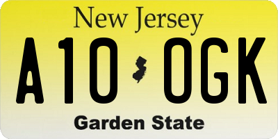 NJ license plate A10OGK