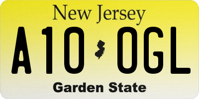 NJ license plate A10OGL