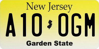 NJ license plate A10OGM