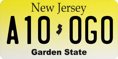 NJ license plate A10OGO