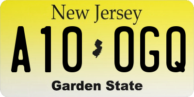 NJ license plate A10OGQ