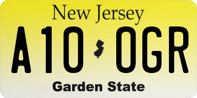 NJ license plate A10OGR