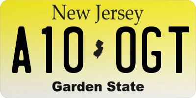 NJ license plate A10OGT