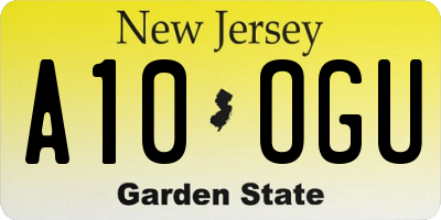 NJ license plate A10OGU