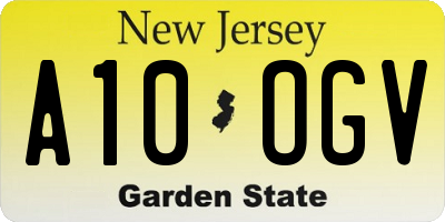 NJ license plate A10OGV