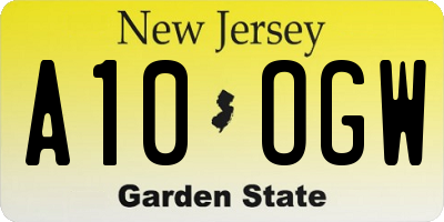 NJ license plate A10OGW