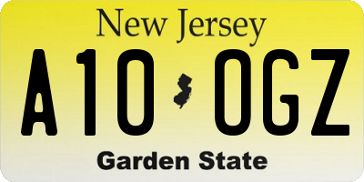 NJ license plate A10OGZ