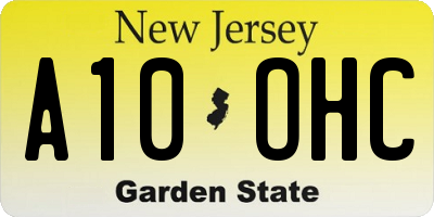 NJ license plate A10OHC