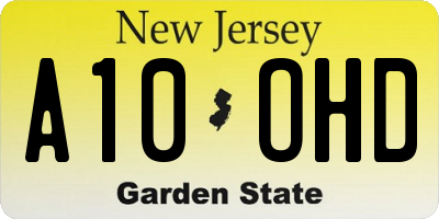 NJ license plate A10OHD