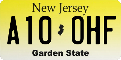 NJ license plate A10OHF