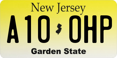 NJ license plate A10OHP