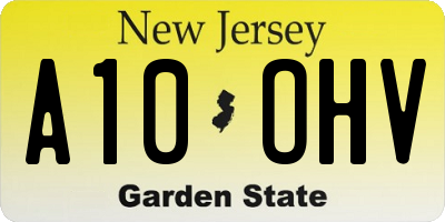 NJ license plate A10OHV