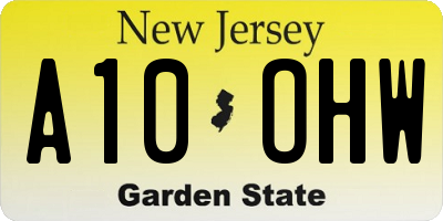 NJ license plate A10OHW