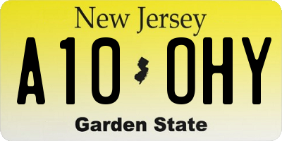 NJ license plate A10OHY