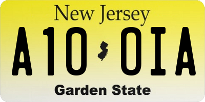 NJ license plate A10OIA