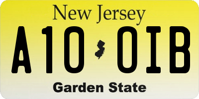 NJ license plate A10OIB