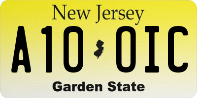 NJ license plate A10OIC