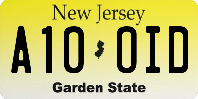 NJ license plate A10OID